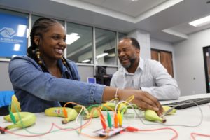 teen at the tech center in the Boys and girls club